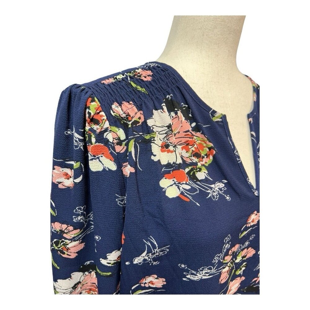 Fun2Fun Womens Floral Blouse~Size Small~Navy 3/4 Sleeve Top~NWOT~L12 10 - Picture 4 of 12